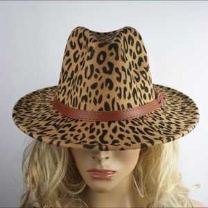 New! Sale 🔥Carmel Leopard Belted Wool Felt Panama Hat